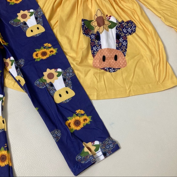 Boutique 🤠🌻 sunflower girl cow 🐄 cute pants set - Picture 4 of 4